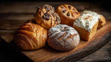Rustic pastries in sharp close-up focus photo