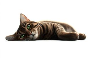 A Brown Tabby Cat Lies Down Resting photo