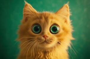 Adorable Ginger Kitten With Large Green Eyes photo