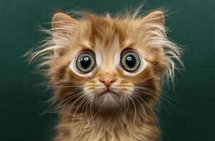 A Fluffy Kitten With Large Surprised Eyes photo