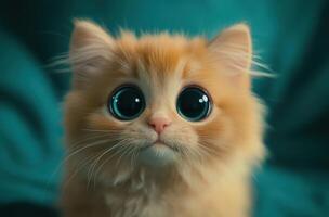 Adorable Kitten With Large Eyes Gazing Forward photo