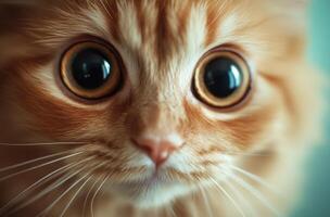 Adorable Ginger Kitten Close Up Face Portrait photo