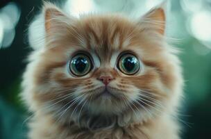 A close up of a cat with big eyes photo