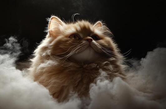 Fluffy Persian Cat Among White Clouds Of Softness photo