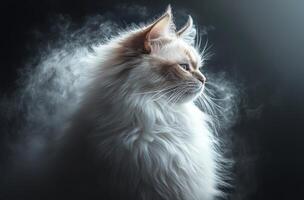 Majestic Ragdoll Cat Profile in Smoky Atmosphere photo