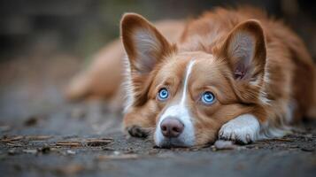 Red Cardigan Welsh Corgi Dog With Striking Blue Eyes photo