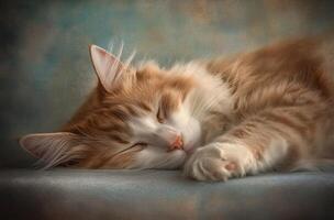 A Ginger Cat Peacefully Sleeping Softly photo