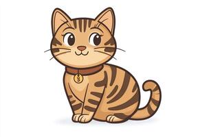 Adorable Tabby Cat Sitting Wearing a Collar photo