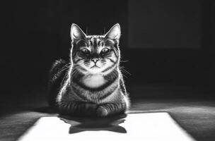 A Tabby Cat Rests In A Beam Of Light photo