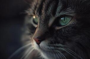A Close Up Of A Cats Face And Green Eyes photo