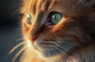 Golden Furred Cat With Striking Green Eyes photo