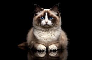 Ragdoll Cat Portrait Striking Blue Eyes Soft Fur photo