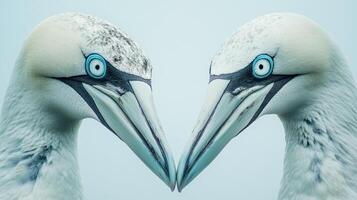 Two seabirds facing each other displaying interesting eye contact photo