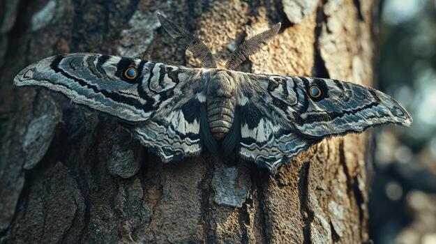 A detailed picture showing the beautiful wings of a big moth photo
