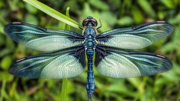 A beautiful dragonfly with intricate wings in its natural environment photo