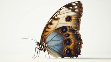 Beautiful butterfly displaying intricate wing patterns on a white background photo