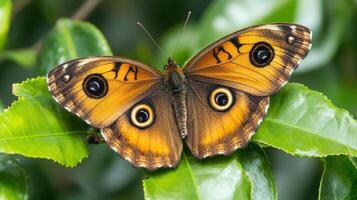A close up image of a butterfly with its wings open photo