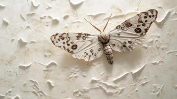 A moth displayed on textured surface with complex details and patterns photo
