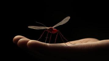 A vibrant insect with wings resting on a gentle human palm photo