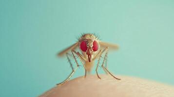 Close up view of a tiny fly with red eyes photo