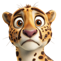 Cute cartoon cheetah playful expression a charming image representing On Transparent Background png