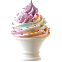 Swirl of pink and white soft serve ice cream On Transparent Background png