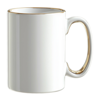 Plain white ceramic coffee mug simple curved handle a On Transparent Background png