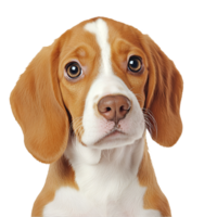 Beagle dog brown white markings friendly canine expression png