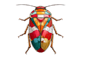 Vibrant Colorful Insect Illustration with Geometric Patterns and Artistic Design png
