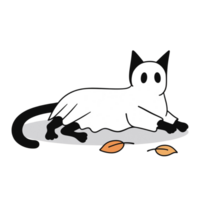 A cat laying on the ground with leaves around it png