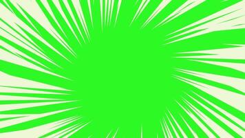 Comic-style radial speed burst with green screen center and sharp white lines. Ideal for action transitions, overlays, or anime-style effects. video