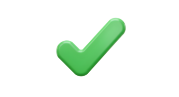 Glossy Green Check Mark Symbol with Rounded Edges and Subtle Shading png