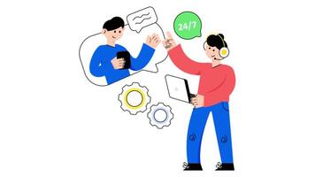 24 Hour Customer Service 2D Flat Animations. video