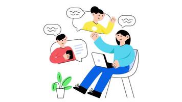 Internet Discussion Forum 2D Flat Animations. video