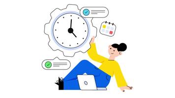 Time Management 2D Flat Animations. video