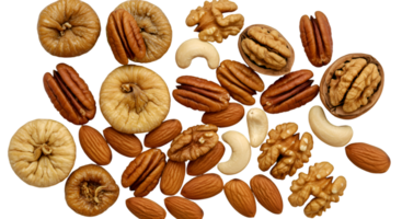 sortido nozes e seco figos amêndoas castanha de caju nozes nozes e figos png