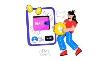 Nft Wallet 2D Flat Animations. video