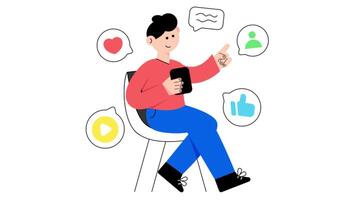 Social Media User 2D Flat Animations. video