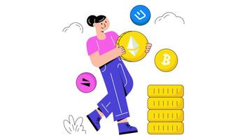 Crypto Coins 2D Flat Animations. video