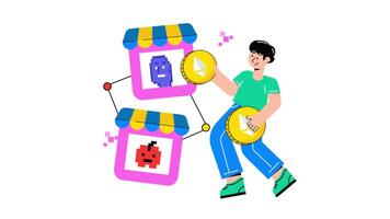 Nft Marketplace 2D Flat Animations. video