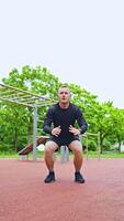 A fitness enthusiast presents explosive jump exercises to boost strength, agility, and athletic performance, perfect for outdoor workouts and body conditioning video