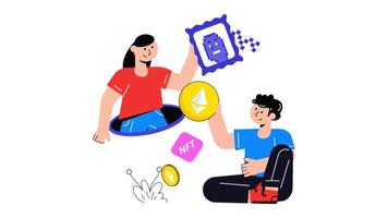 Nft Exchange 2D Flat Animations. video