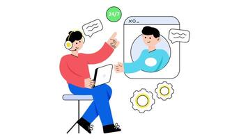 Customer support 2D Flat Animations. video