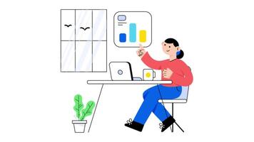 Remote Worker 2D Flat Animations. video