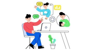 Online Team Conversation 2D Flat Animations. video