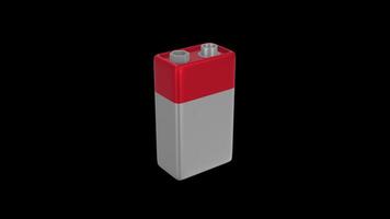 9V Alkaline Battery Rotating on a Transparent Background. Seamless Loop. 4K video