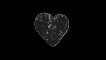 Heart Shape Black Crystal Rotating on a Transparent Background. Seamless Loop. 4K video