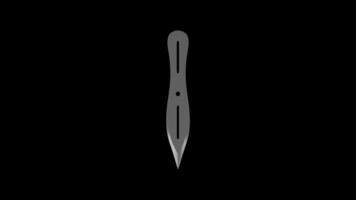 Throwing Knife Rotating on a Transparent Background. Seamless Loop. 4K video