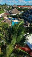 Aerial view of all-inclusive beach resort territory in tropical Punta Cana video