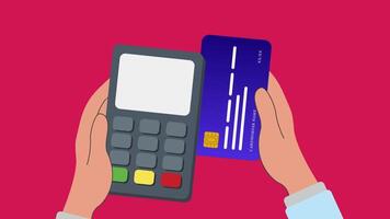 4K animation of a hand swiping a debit card on an EDC payment machine showing transaction failed, perfect for illustrating card errors and digital payment issues. video